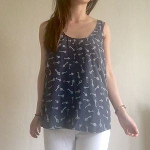 Joie Silk Key Print Racerback Tank Top